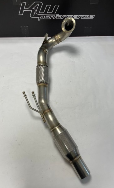 76mm Performance Tuning Downpipe 3" mit Catles ( Leerkat ) 2.0TFSI TSI VW Skoda Seat Golf7