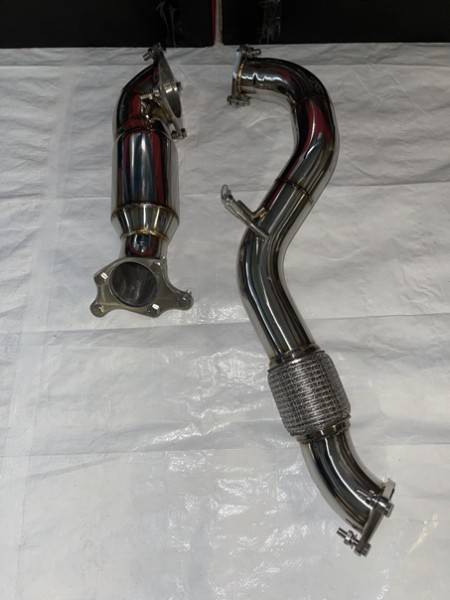 Edelstahl Downpipe für Honda Civic Type R FK8 + Kat-Ersatzrohr